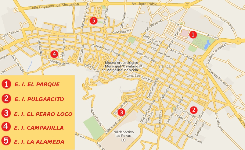 Mapa con ubicación Escuelas Infantiles Municipales