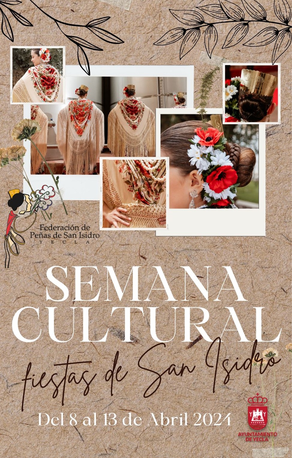 Cartel de la semana cultural de las fiestas de San Isidro que se celebrará del 8 al 13 de abril de 2024.